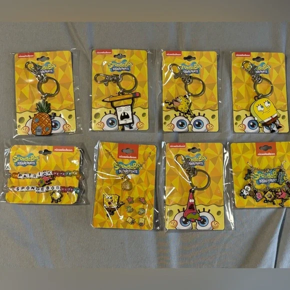 Nickelodeon SpongeBob SquarePants Keychains and Bracelets - Yellow and Red - Picture 1 of 4